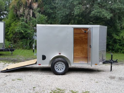 5x8 SA Trailer - Silver Frost, Ramp, Side Door, Side Vents