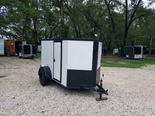 5x8 SA Trailer - White, Barn Doors, Blackout Package, Two Side Doors, Side Vents