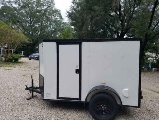 5x8 SA Trailer - White, Barn Doors, Blackout Package, Two Side Doors, Side Vents