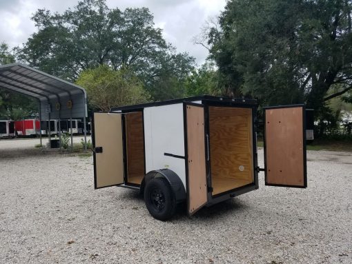 5x8 SA Trailer - White, Barn Doors, Blackout Package, Two Side Doors, Side Vents