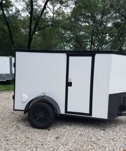 5x8 SA Trailer - White, Barn Doors, Blackout Package, Two Side Doors, Side Vents