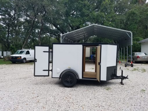 5x8 SA Trailer - White, Barn Doors, Blackout Package, Two Side Doors, Side Vents
