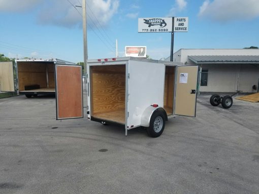 5x8 SA Trailer - White, Barn Doors, Side Door, Side Vents