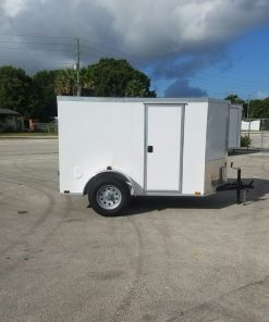 5x8 SA Trailer - White, Barn Doors, Side Door, Side Vents