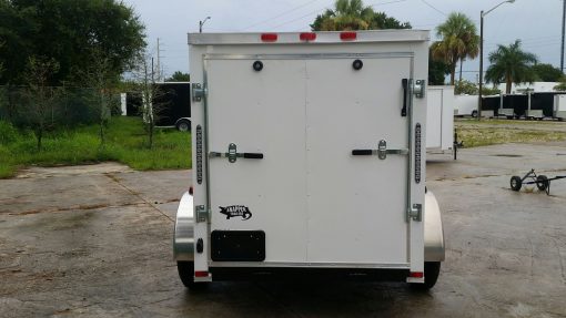 5x8 SA Trailer - White, Ramp, Side Door, Side Vents