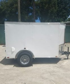 5x8 SA Trailer - White, Single Barn Door, Side Vents