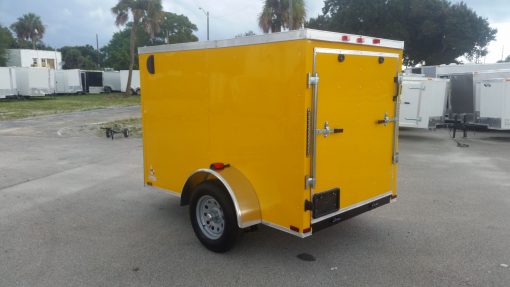 5x8 SA Trailer - Yellow, Ramp, Side Door, Side Vents