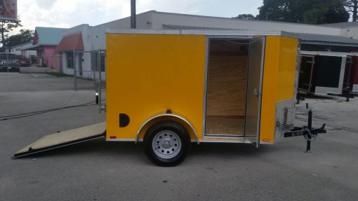 5x8 SA Trailer - Yellow, Ramp, Side Door, Side Vents