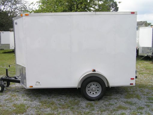 6x10 SA Trailer - White, Barn Doors, Side Door, Extra Height, Brakes, Radial Upgrade