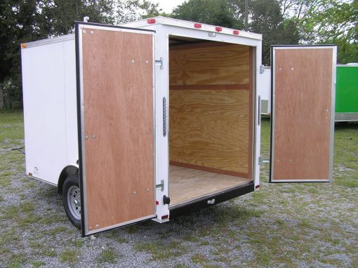 6x10 SA Trailer - White, Barn Doors, Side Door, Extra Height, Brakes, Radial Upgrade