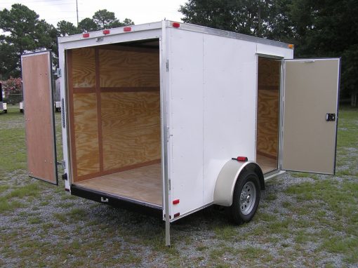 6x10 SA Trailer - White, Barn Doors, Side Door, Extra Height, Brakes, Radial Upgrade
