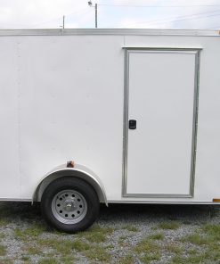6x10 SA Trailer - White, Barn Doors, Side Door, Extra Height, Brakes, Radial Upgrade