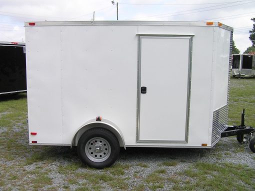 6x10 SA Trailer - White, Barn Doors, Side Door, Extra Height, Brakes, Radial Upgrade