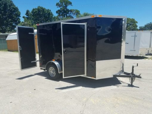 6x10 SA Trailer - Black, Double Barn Doors, Side Door, Extra Height