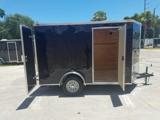 6x10 SA Trailer - Black, Double Barn Doors, Side Door, Extra Height