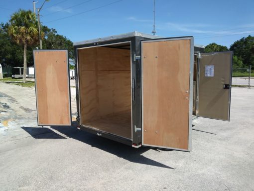 6x10 SA Trailer - Charcoal Grey, Double Barn Doors, Side Door, Extra Height, Cabinets