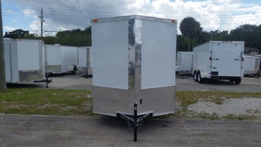 6x10 SA Trailer - White, Double Barn Doors, Side Door, Extra Height