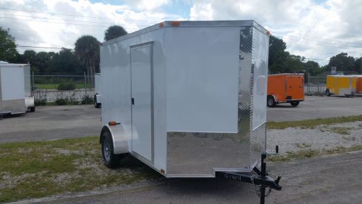 6x10 SA Trailer - White, Double Barn Doors, Side Door, Extra Height