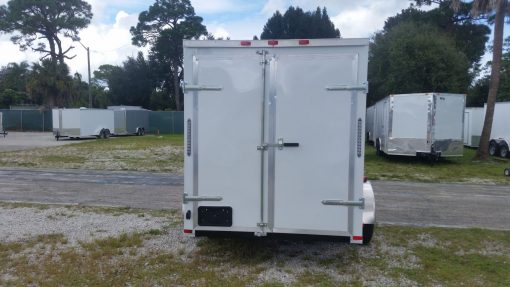 6x10 SA Trailer - White, Double Barn Doors, Side Door, Extra Height