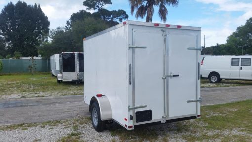 6x10 SA Trailer - White, Double Barn Doors, Side Door, Extra Height