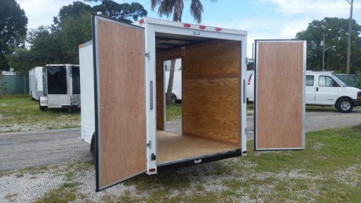 6x10 SA Trailer - White, Double Barn Doors, Side Door, Extra Height