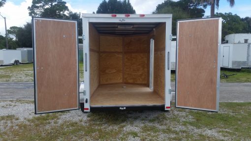 6x10 SA Trailer - White, Double Barn Doors, Side Door, Extra Height