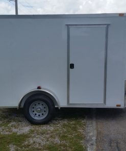 6x10 SA Trailer - White, Double Barn Doors, Side Door, Extra Height