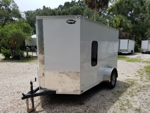 6x10 SA Trailer - White, Ramp, Side Door, Extra Height, Window, D-Rings