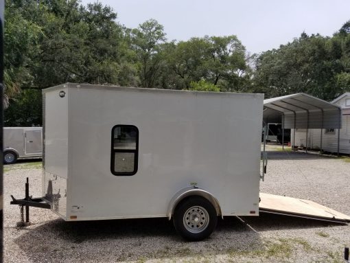 6x10 SA Trailer - White, Ramp, Side Door, Extra Height, Window, D-Rings