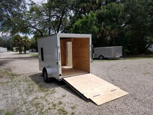 6x10 SA Trailer - White, Ramp, Side Door, Extra Height, Window, D-Rings