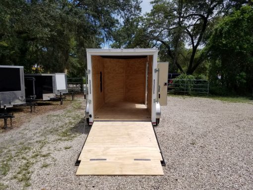 6x10 SA Trailer - White, Ramp, Side Door, Extra Height, Window, D-Rings