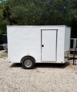 6x10 SA Trailer - White, Ramp, Side Door, Extra Height, Window, D-Rings