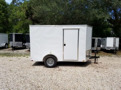 6x10 SA Trailer - White, Ramp, Side Door, Extra Height, Window, D-Rings