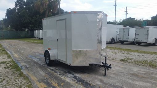 6x10 SA Trailer - White, Ramp, Side Door, Extra Height