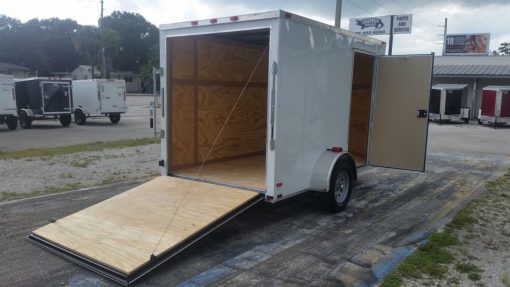 6x10 SA Trailer - White, Ramp, Side Door, Extra Height