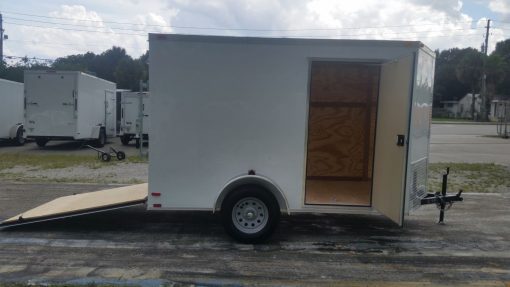 6x10 SA Trailer - White, Ramp, Side Door, Extra Height
