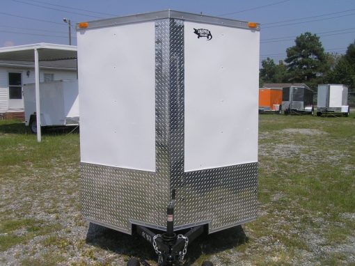 6x10 SA Trailer - White, Ramp, Side Door, Extra H, Stab Jacks