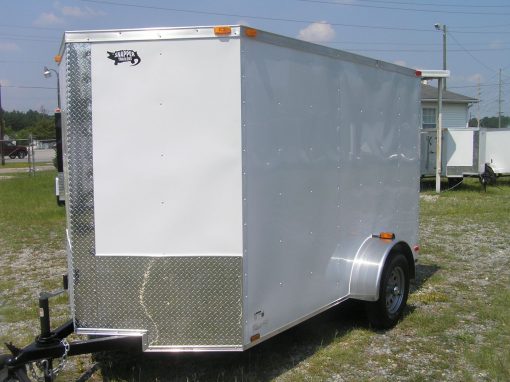 6x10 SA Trailer - White, Ramp, Side Door, Extra H, Stab Jacks