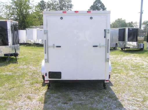 6x10 SA Trailer - White, Ramp, Side Door, Extra H, Stab Jacks