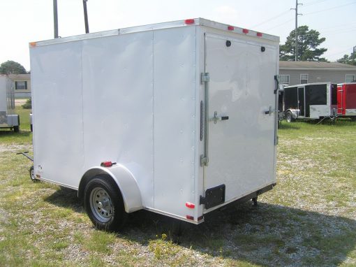 6x10 SA Trailer - White, Ramp, Side Door, Extra H, Stab Jacks