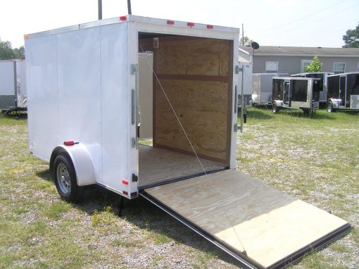 6x10 SA Trailer - White, Ramp, Side Door, Extra H, Stab Jacks