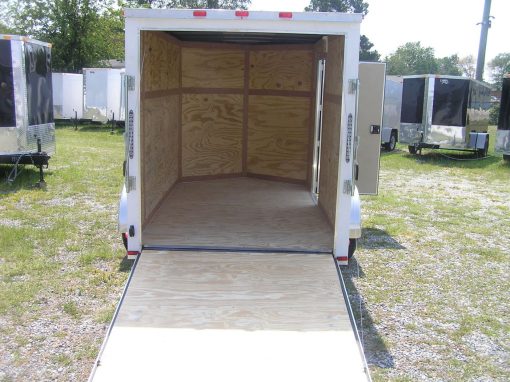 6x10 SA Trailer - White, Ramp, Side Door, Extra H, Stab Jacks