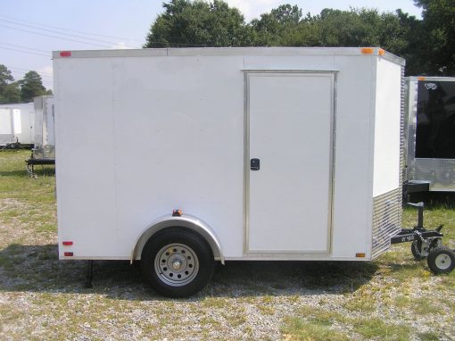 6x10 SA Trailer - White, Ramp, Side Door, Extra H, Stab Jacks