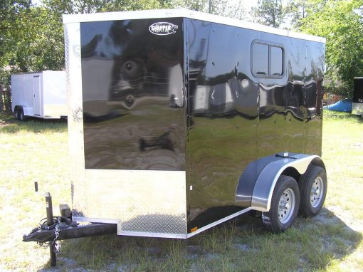 6x10 TA Trailer - Black, Double Barn Doors, Side Door, Extra Height, Windows