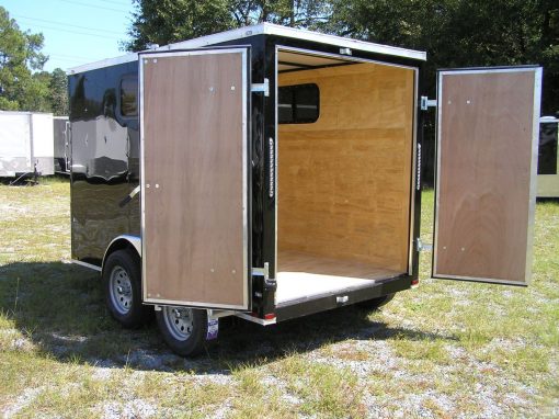 6x10 TA Trailer - Black, Double Barn Doors, Side Door, Extra Height, Windows