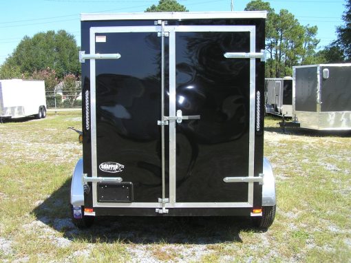 6x10 TA Trailer - Black, Double Barn Doors, Side Door, Extra Height, Windows