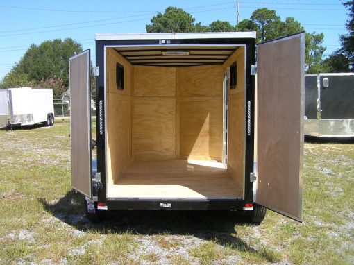 6x10 TA Trailer - Black, Double Barn Doors, Side Door, Extra Height, Windows