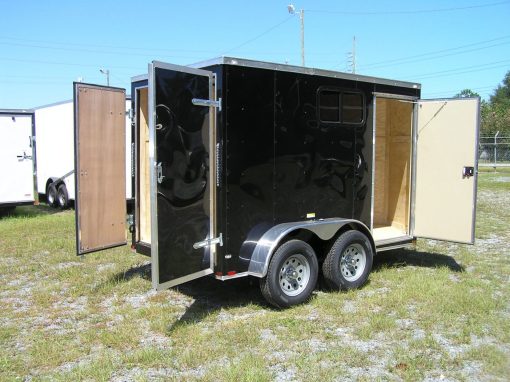 6x10 TA Trailer - Black, Double Barn Doors, Side Door, Extra Height, Windows