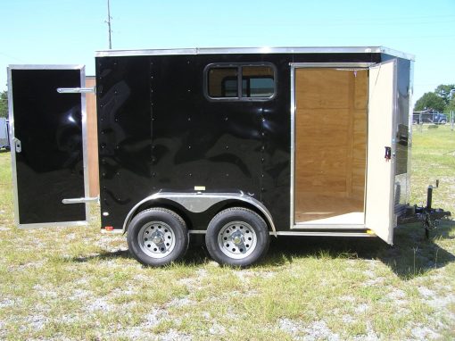 6x10 TA Trailer - Black, Double Barn Doors, Side Door, Extra Height, Windows