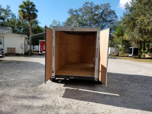 6x10 TA Trailer - White, Double Barn Doors, Side Door, Extra Height, Bar Lock